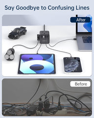 4 Way Extension Lead with USB Slots, 13A/3250W Multi Plug Socket, 1.5M Cable for Home, Office, Travel