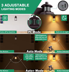 Brown Outdoor Wall Light with Motion Sensor – Waterproof Aluminum Security Wall Lantern with Bulb, Anti-Rust Outside Sconce for Garden, Porch, and Doorway