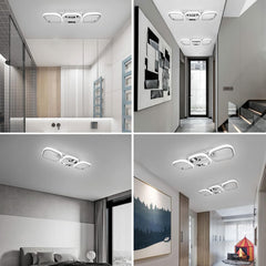 Collage of modern interior design with ceiling lights in various rooms.