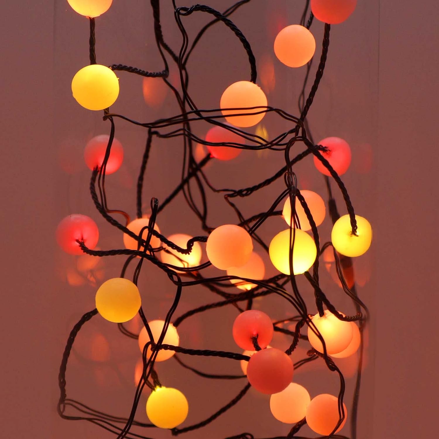 Battery-Operated Berry Cluster Fairy Lights with Timer – Red, Orange, Yellow, Indoor/Outdoor