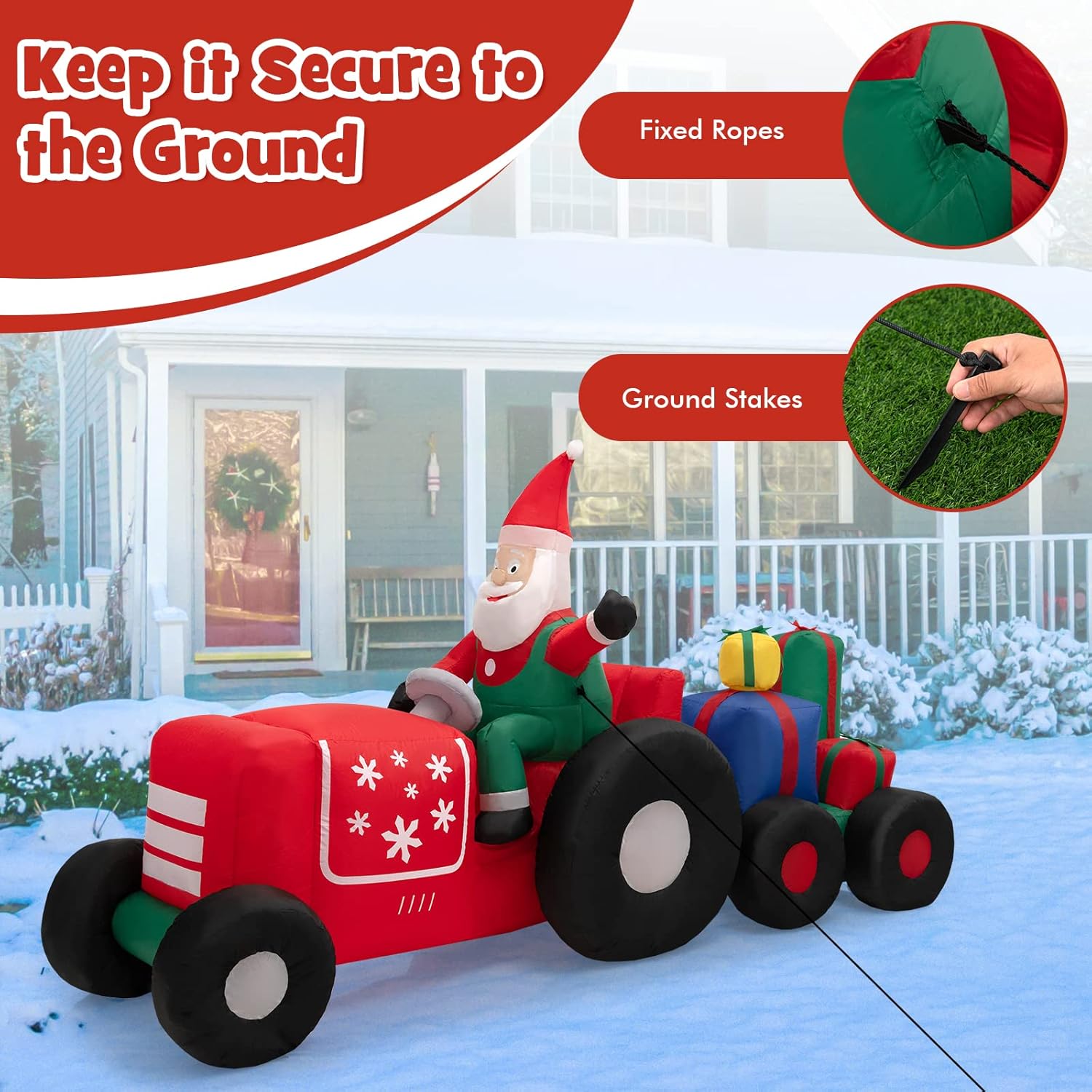 COSTWAY Inflatable Santa Claus with LED Lights – Christmas Decor