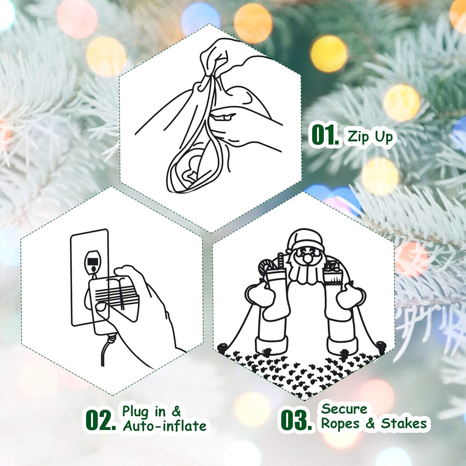 8FT LED Santa on Polar Bear – Self-Inflating, Built-in LED, Waterproof