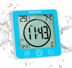 Waterproof Digital Timer & Clock – Bathroom/Kitchen, Thermometer, Hygrometer, Multi-Use
