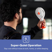GEEPAS Rechargeable Fan | Mini Portable USB Handheld Fan for Home Office Travel Outdoor Personal Use | 3 Speed Settings 8Hr Run Time | Ultra Quiet Lightweight Air Circulator | 2 Year Warranty Orange