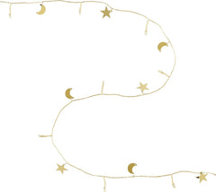 20 Moon & Stars Micro LED String Lights – Warm White Battery Operated Ramadan Decoration with Timer, 2m Indoor Use