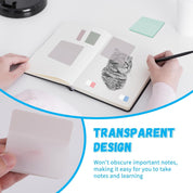 540 Sheets Transparent Sticky Notes, Pastel Clear Removable Tabs for Study & Work
