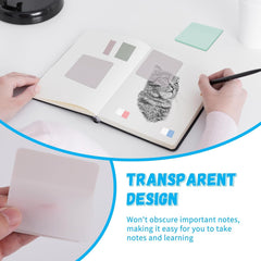 540 Sheets Transparent Sticky Notes, Pastel Clear Removable Tabs for Study & Work