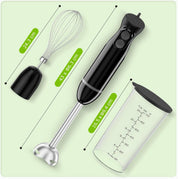 Hand Blender 3-in-1 Immersion Stick Blender | Electric Handheld with Stainless Steel Blade, Egg Whisk & 700ml Beaker - Black HB3202