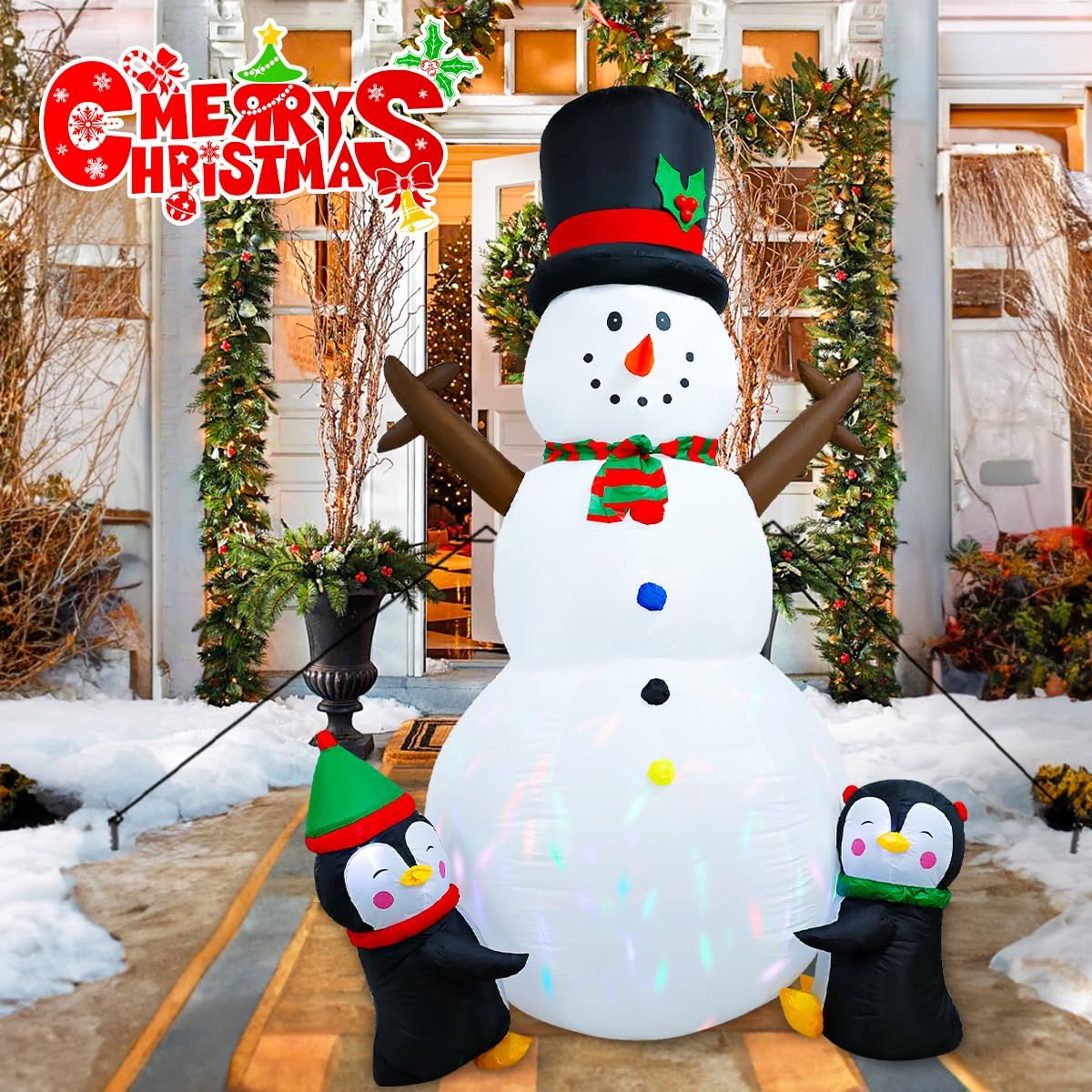 Waterproof inflatable snowman holiday display