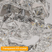 Crystal LED Ceiling Light Fixture, Square Flush Mount 3-Color Chandelier for Bedroom, Kitchen, Hallway