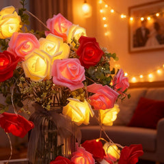 Rose Flower Fairy String Lights 6M with 40 LEDs, Battery Operated Decorative Lights for Romantic Indoor Décor