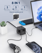 4 Way Extension Lead with USB Slots, 13A/3250W Multi Plug Socket, 1.5M Cable for Home, Office, Travel