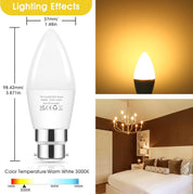 B22 Candle LED Bulbs 7W 60W Equivalent Warm White 6 Pack