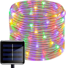 Solar String Outdoor Rope Lights – 100 LED, 8 Modes, Solar-Powered, Waterproof PVC Tube with Copper Wire, for Garden, Tree, Party, Balcony, Terrace, and Christmas Decor (Warm White)