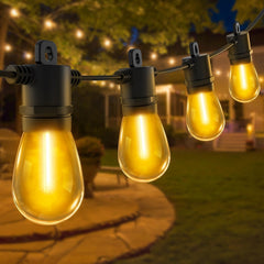 Vanranger Outdoor Festoon Lights Mains Powered - 100ft 30m 30+2 S14 LED Bulbs Garden String Light IP65 Waterproof Outside Lighting for Patio Gazebo Pergola Backyard