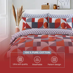 DTEX HOMES Double Duvet Set – 100% Cotton Reversible Geometric Print, Soft Luxury Bedding Set