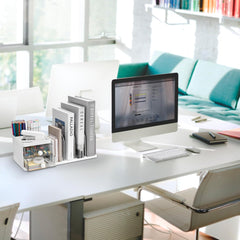 Large Desk Organizer with File Holder – White Stationery Storage for Office & School