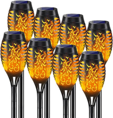 Lulizar Solar Flickering Flame Lights - 8-Pack, 52CM Tall, IP65 Waterproof Torch Lights with Auto On/Off, Dusk-to-Dawn, for Garden, Pathway, Patio, and Yard