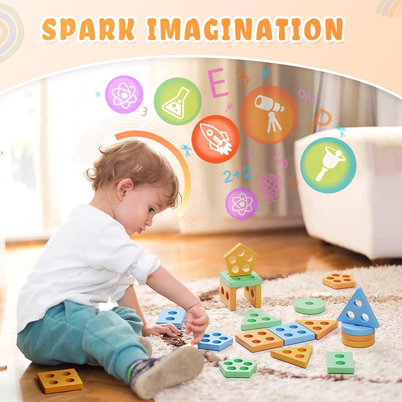 Wooden Shape Sorter Montessori Toy for Toddlers 1–3 Years | Educational Sensory Learning Toy for Boys & Girls