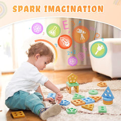 Wooden Shape Sorter Montessori Toy for Toddlers 1–3 Years | Educational Sensory Learning Toy for Boys & Girls