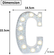 LED Silver Letter C Light – Battery Powered Night Light