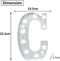 LED Silver Letter C Light – Battery Powered Night Light