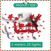 Christmas Snowman String Lights | 20 LED Battery Operated Fairy Lights 9.8FT for Indoor & Outdoor Christmas Tree, Bedroom & Garden Decoration