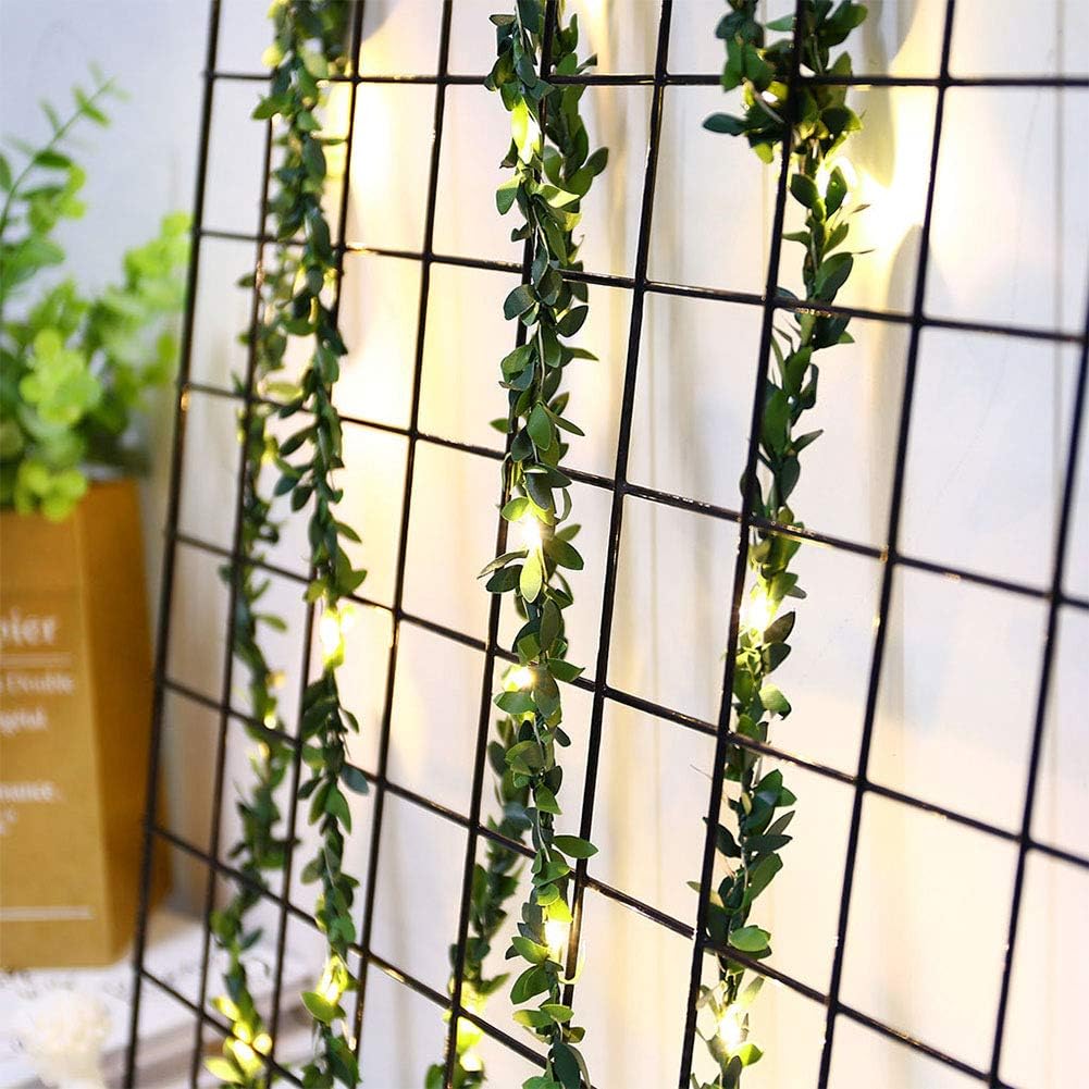 2 Pack 30 LED 3m/9.8ft Green Ivy Leaves Fairy String Lights, USB Charging Rattan Fairy String Light, Artifical Leaves Vine String Light for Christmas Indoor Party Decoration(Green)