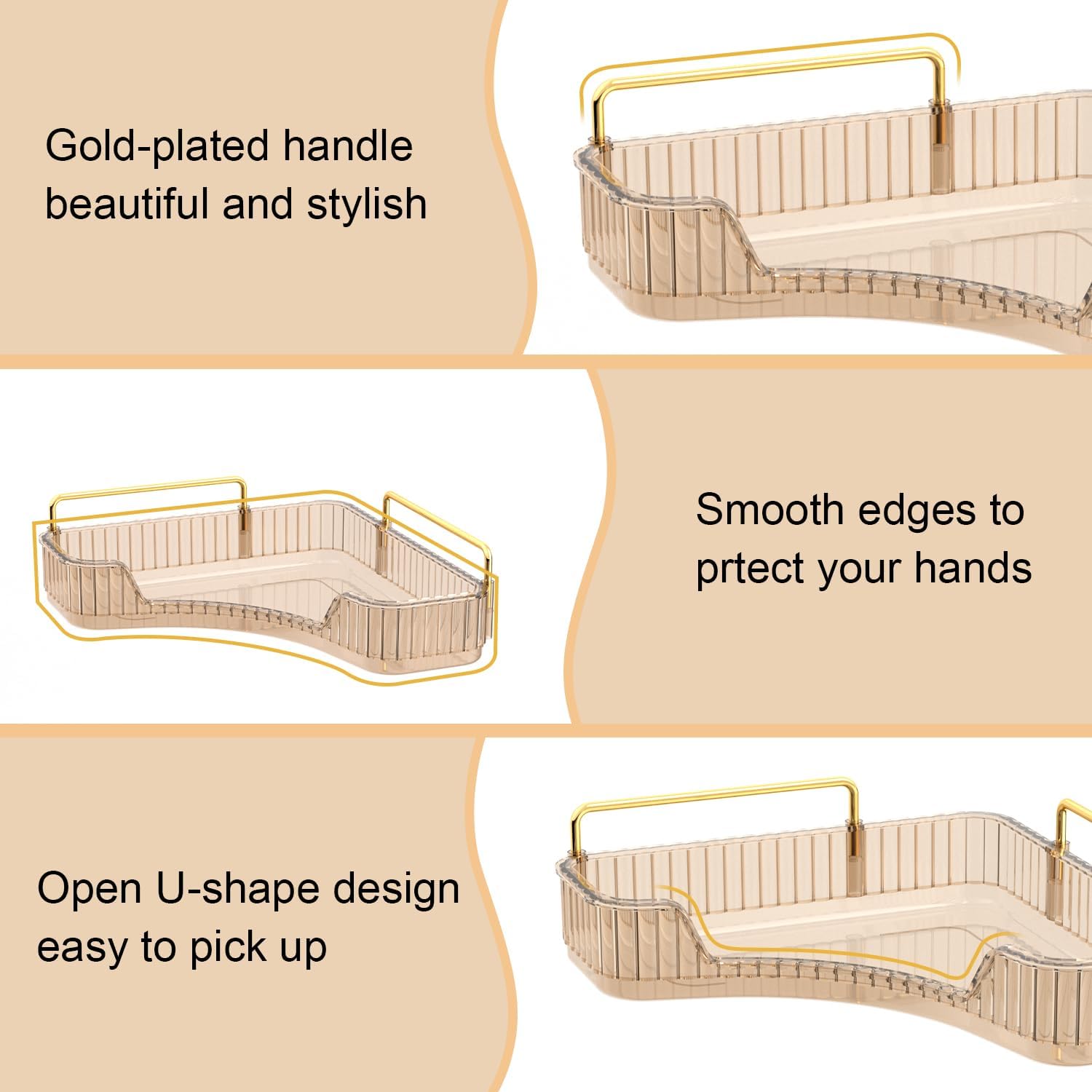 2-Tier Corner Bathroom & Vanity Organizer, Gold Makeup, Perfume & Counter Tray