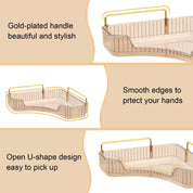 2-Tier Corner Bathroom & Vanity Organizer, Gold Makeup, Perfume & Counter Tray