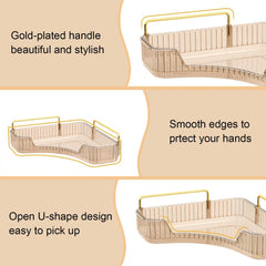 2-Tier Corner Bathroom & Vanity Organizer, Gold Makeup, Perfume & Counter Tray