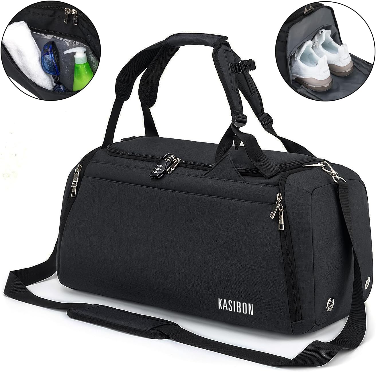 42L Waterproof Gym Duffel Bag with Shoe Compartment, Wet Pocket & Lock – Unisex