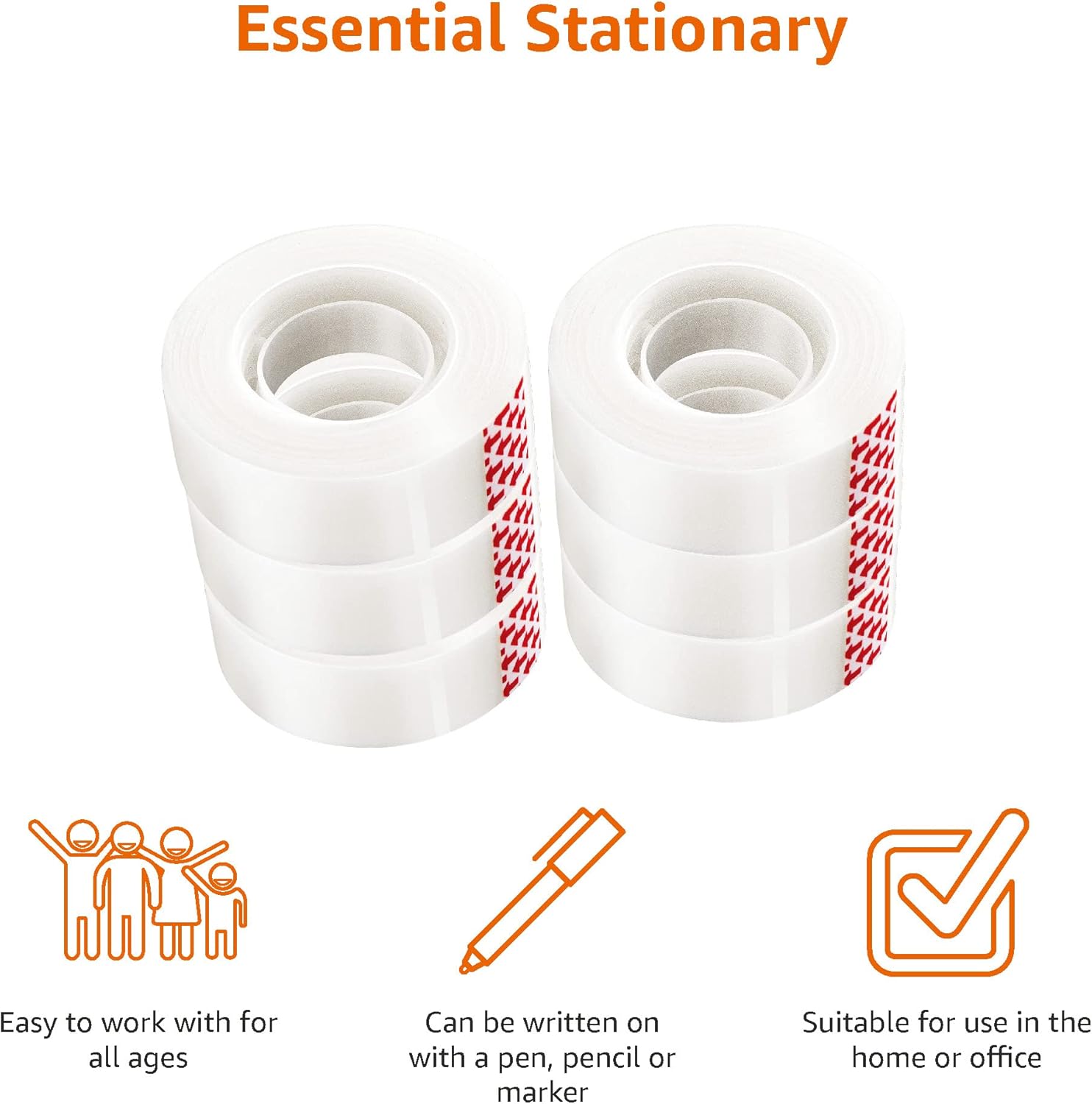 Matte Finish Transparent Tape Refills, 6-Pack Repairing Tape, 5.3 x 1.9cm, Translucent