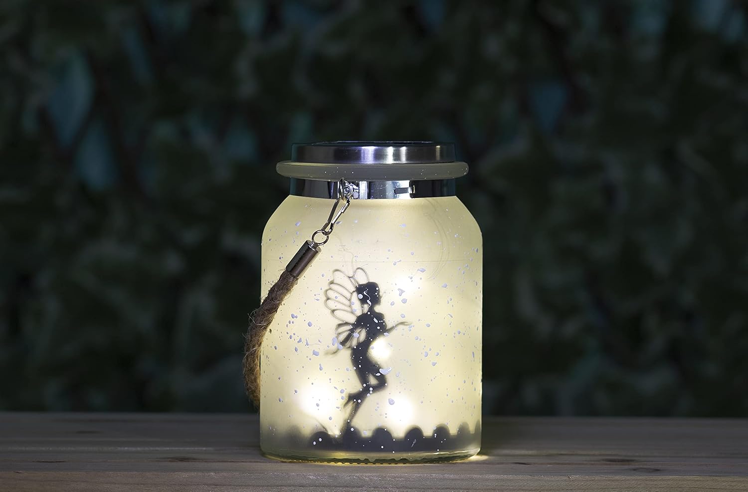 Solar-Powered Hanging Fairy Lantern - Frosted Glass Mason Jar with 20 LEDs, Firefly Lights for Outdoor/Indoor Garden Lighting