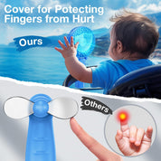 Mini Foldable USB Handheld Desk Fan 3 Speed Blue