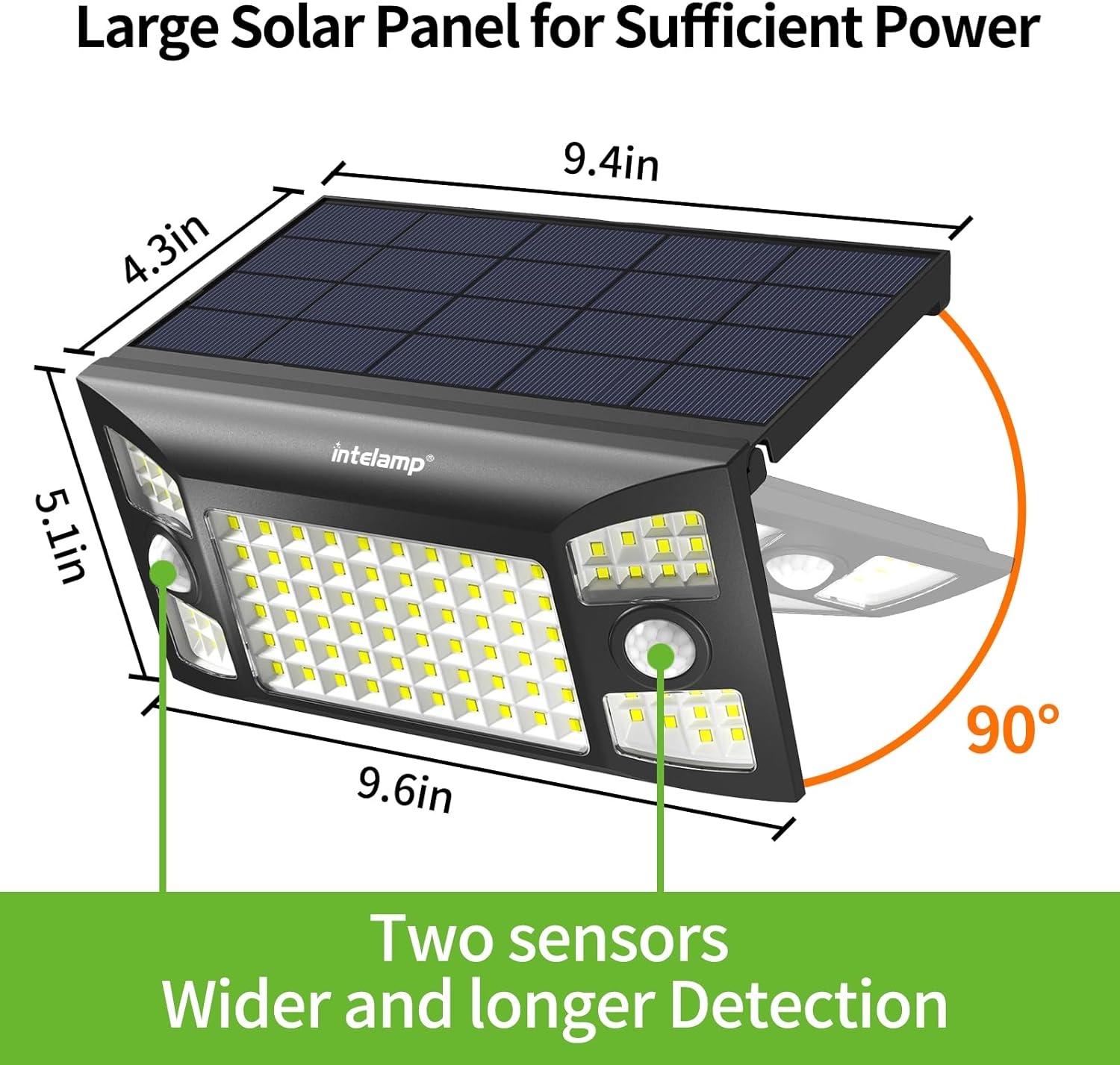 Solar Security Flood Lights Outdoor Motion Sensor with Remote Control – Waterproof LED Solar Lights with 6000mAh Battery, Adjustable Solar Panel, Dual Sensors, 270° Wide Lighting for Garden, Pathway, Driveway