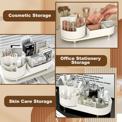 360° Rotating Makeup Organizer – 2-in-1 Skincare & Cosmetic Storage for Vanity & Bathroom