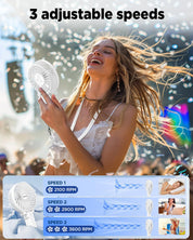 EasyAcc Handheld Fan USB Fans Portable Hand Fan 3 Speeds 180° Foldable with 6 Blades Personal Electric Mini Outdoor Fan with Rechargeable Battery Foldable Handle Desktop for Home Travel Outdoor- White