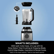 Ninja Detect Power Blender Pro 1200W with 2L Jug – High-Speed Smoothie & Ice Blender for Frozen Drinks and Veg Chopping – Black