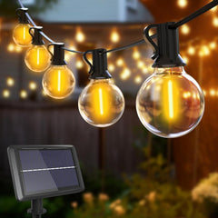 btfarm 23M/75FT Solar Festoon Lights Outdoor, 30+3 LED Solar String Lights Outdoor Garden with G40 Shatterproof Bulbs