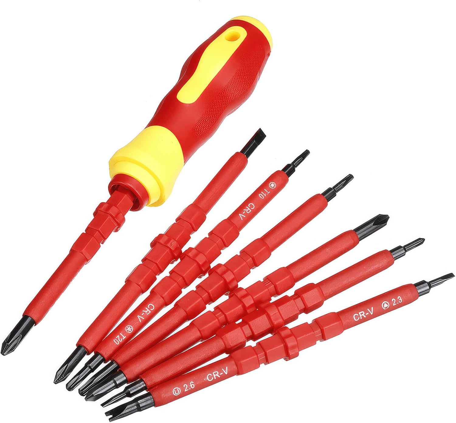8 Pcs Screw Driver Set, VDE Interchangeable Blade Screwdriver Set, 7 in 1 Insulated Screwdriver Tool Kit, Multifunctional Repair Tool Accessories Set for Home and Professional Use