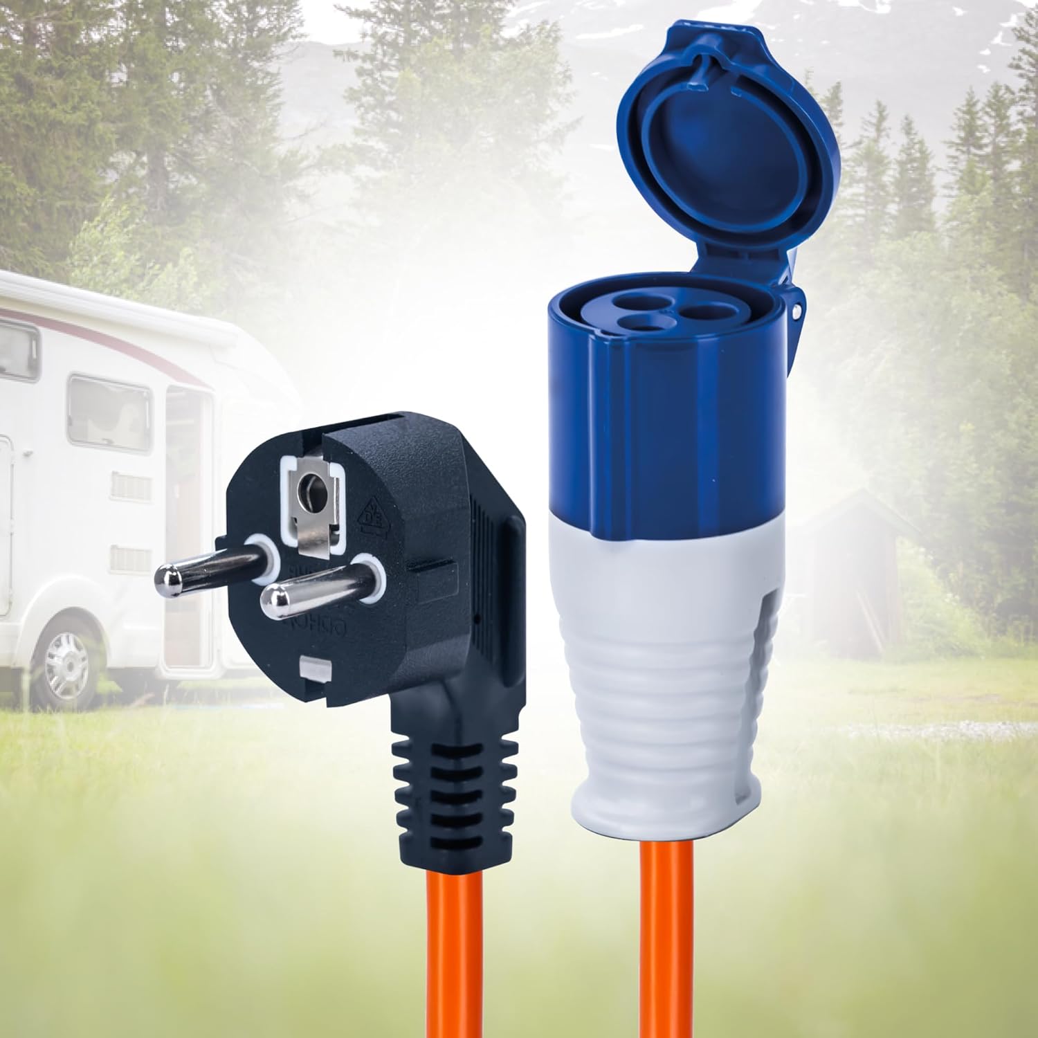 Status 16A UK to European Plug Adapter – 20cm, IP44 Weatherproof