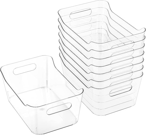 Tiawudi 8 Pack Plastic Storage Bins – Multi-Use Pantry & Home Organizer Containers
