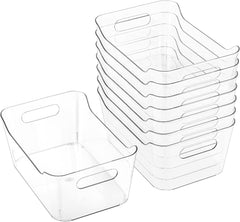 Tiawudi 8 Pack Plastic Storage Bins – Multi-Use Pantry & Home Organizer Containers