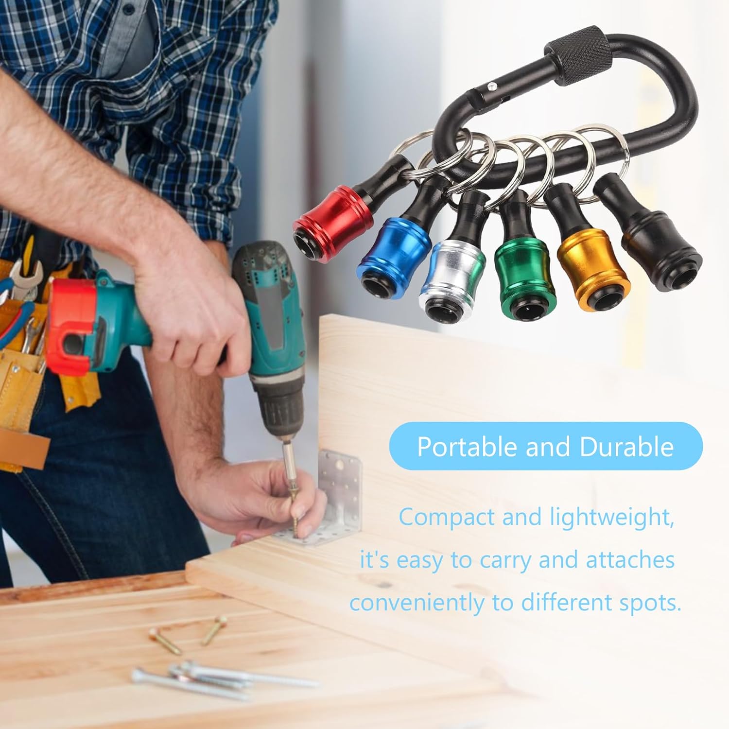 Hex Shank Drill Bit Holder Keychain 6pcs Set