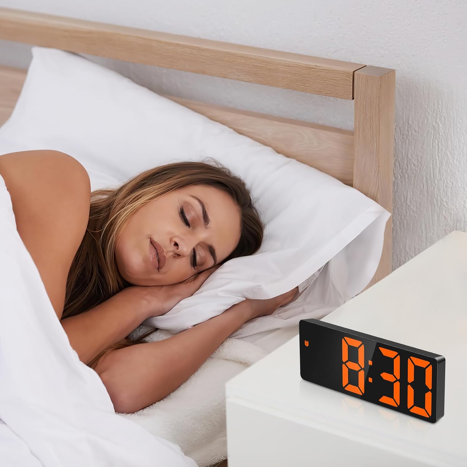 Upgraded LED Digital Alarm Clock – Temperature, Adjustable Brightness, Voice Control, 12/24H