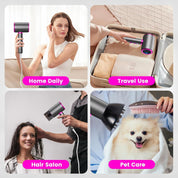 2400W Professional Ionic Hair Dryer – Silent, Fast Drying with Diffuser & Nozzles