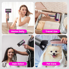 2400W Professional Ionic Hair Dryer – Silent, Fast Drying with Diffuser & Nozzles