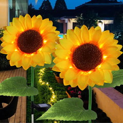 Forlivese 2-Pack Sunflower Solar Lights - Waterproof IP65 Solar Garden Lights, Decorative Pathway Lighting