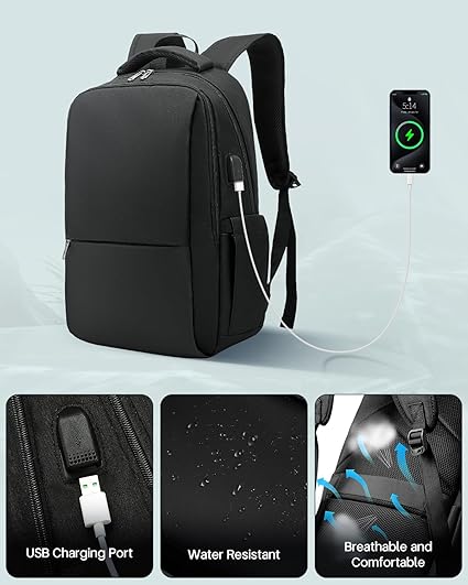 Laptop Backpack – Water-Resistant, Anti-Theft Travel Bag with USB Port, 15.6" Fit